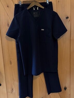 Figs Scrub Top & Pants Set Small Unisex British Navy Blue Technical Collection